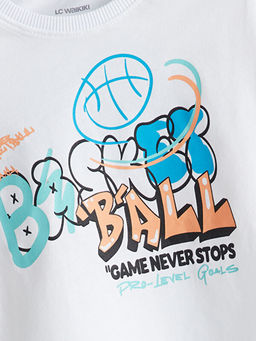 Bisiklet Yaka Bask?l? Erkek ?ocuk Ti??rt