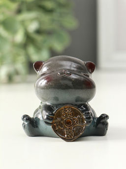 Фигурка для чайной церемонии "Кот с монетой привлечение богатства" меняет цвет 6х5,5х5,5 см   109269