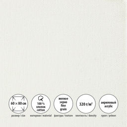 Холст грунтованный на подрамнике VISTA-ARTISTA ACFG-6080 100% хлопок 60 х 80 см 320 г/кв.м 2 шт Плещеевский мелкозернистый