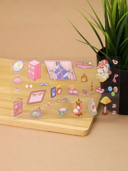 Наклейки+пинцет для творчества румбокс "Розовая спальня", розовые (16*20 см)