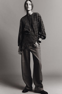 CHECK SHIRT WITH MULTIPOSITIONAL SCARF ZW COLLECTION