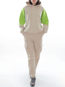3156/3157 BEIGE/LT. GREEN Костюм спортивный женский (95% хлопок, 5% эластан)