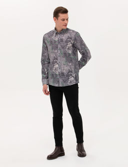 Gri Slim Fit Uzun Kollu G_mlek