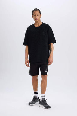 DeFactoFit NBA Brooklyn Nets Oversize Genis Kal?p Bisiklet Yaka K?sa Kollu Waffle Tisort  фото 5