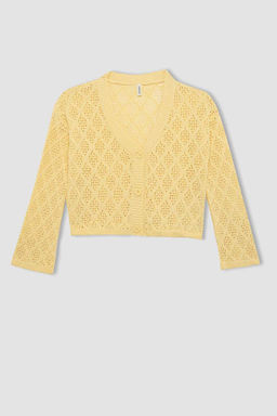 Кардиган для девочек с V-образным вырезом - Defacto фото 7