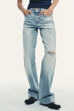 TRF RIPPED WIDE-LEG MID-WAIST JEANS - Zara фото 2