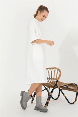 Женское трикотажное платье цвета экрю с круглым вырезом Неожиданная скидка в корзине - U.s. polo assn фото 2