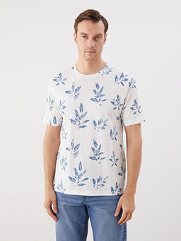 Bisiklet Yaka Bask?l? Penye Erkek Ti??rt