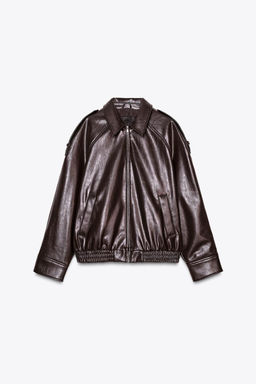 LEATHER EFFECT BOMBER JACKET - Zara фото 5