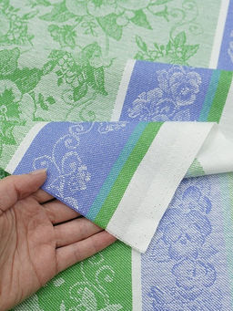 Холст полотенечный жаккард Нежная фиалка цв.зеленая листва, ш.0.5м, лен-30%, хл-70%, 210гр/м.кв - Купава фото 4