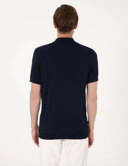 Lacivert Slim Fit Polo Yaka D__meli Triko Ti__rt
