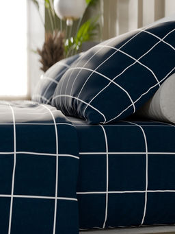 Постельное бельё Этель Дуэт Клетка, синее, 143?215-2 штуки, 220?240, 50?70-2 штуки, бязь, 125 г/м?  фото 4