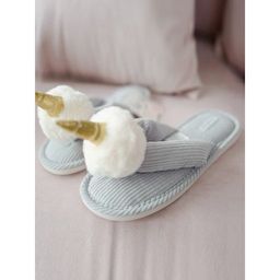 Тапочки Единорог серые