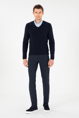 Мужские темно-синие брюки из плотной ткани Неожиданная скидка в корзине