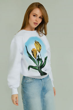 Арт. 15129 Свитшот женский 42-50 (5 шт) Цвет:белый