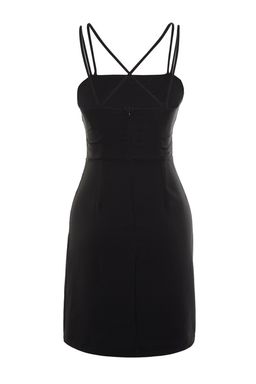 Trendyolmilla Siyah Ask?l? Dokuma K?sa S?k Abiye Elbise TPRSS21EL0093 фото 8