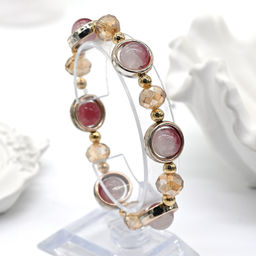 Браслет из полимера шарик 10мм цвет клубничный, 16см