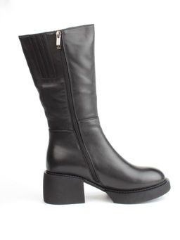 02-FI908-1M BLACK Сапоги зимние женские (натуральная кожа, натуральный мех)