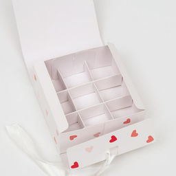 Цена за 5 шт. Подарочная коробка сборная с окном I LOVE YOU, 11.5×11.5×5 см