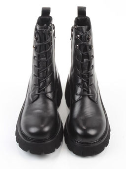 01-BE22B-3A BLACK Ботинки демисезонные женские (натуральная кожа, байка)