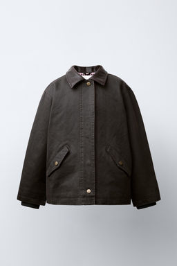 WAXED JACKET WITH LEATHER-EFFECT COLLAR - Zara фото 9