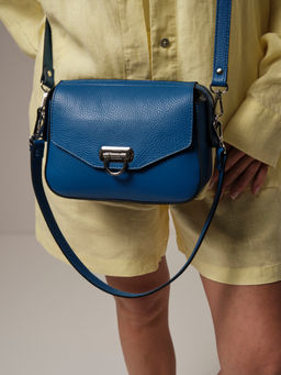 Сумка кожаная через плечо Azaro 3684 синяя гуашь