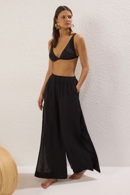 TRENDYOLMILLA Haki Dokuma %100 Keten Y?rtmacl? Plaj Pantolon TBESS25PL00004 фото 12