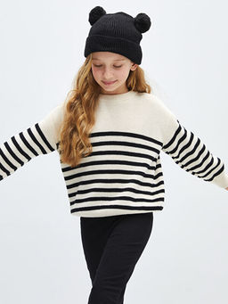 Bisiklet Yaka ?izgili Uzun Kollu K?z ?ocuk Triko Kazak - Waikiki фото 2