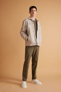 Шерстяная куртка-рубашка с воротником-поло Relax Fit - Defacto фото 2