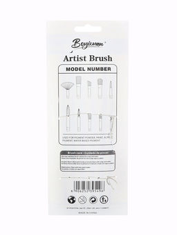 Набор кистей для рисования, синтетика, 6 штук: № 2, 4, 6, 8, 10, 12, плоские, закругленные, чёрно - серые, международный размер