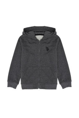 U. S. Polo Assn / Базовая толстовка с капюшоном антрацитового меланжа для мальчиков