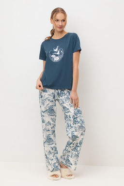 Е 20186/синий орион,японский сад пижама жен