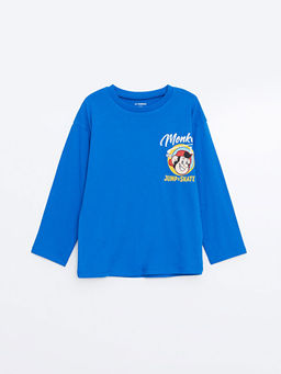 Bisiklet Yaka Uzun Kollu Nostaljik Maymun Bask?l? Erkek Bebek Ti??rt