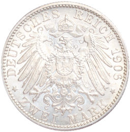 Монета 2 марки 1906 года Германия (Баден) 50 лет свадьбе Фридриха I и Луизы Прусской