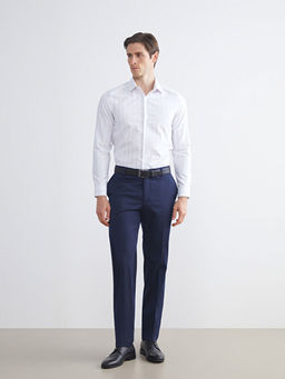 Slim Fit Uzun Kollu ?izgili Gabardin Erkek G?mlek