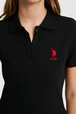 Kad_n Siyah Polo Yaka Basic Ti__rt