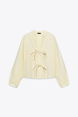 STRIPED POPLIN SHIRT WITH TIES - Zara фото 17