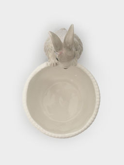 Конфетница, 12х16 см, керамика, молочно-серая, Кролик с корзинкой, Brown Rabbit