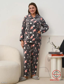 Женская пижама теплая с принтом