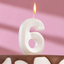 Цена за 3 шт. Свеча в торт «Грань», цифра 6, жемчужный, 6.5 см