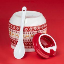 Сахарница новогодняя Доляна «Финский лес», 350 мл, керамика, белая