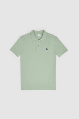 Erkek Slim Fit Polo Yaka Su Ye_ili Basic Ti__rt