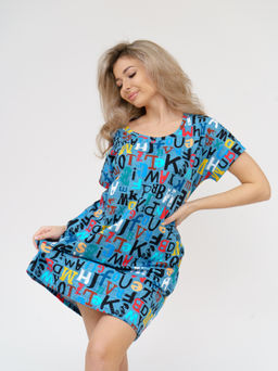 532 Туника " Буквы на голубом"