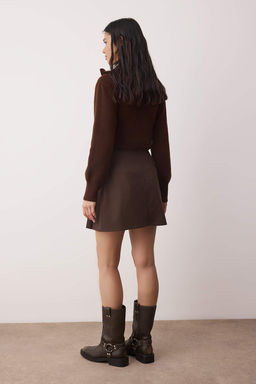 Trendyolmilla Koyu Antrasit Plise ve Kurdele Detayl? Mini Boy Dokuma Etek TEDAW25ET00012  фото 13