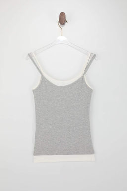 Wardrobe Essentials-Gri Melanj Renk Bloklu Fitted/Vucuda Oturan Esnek Orme Atlet TWOSS26AL00008 - Trendyolmilla фото 2