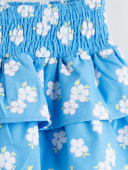 Beli Lastikli ?i?ekli K?z ?ocuk Etek