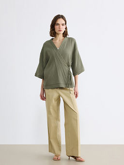 Kruvaze Yaka Dokulu Kad?n Kimono