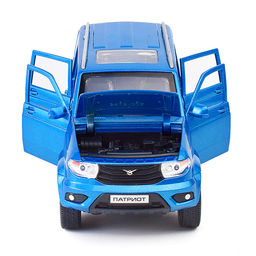 Машина металл UAZ Патриот 17,8 см, (двери, свет-звук, инерция, син,) в коробке