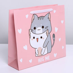 Цена за 2 шт. Пакет подарочный ламинированный, упаковка, «Киса», M 30×25.5×9 см