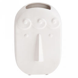 Ваза керамическая "Маска" 1,2л, 14х7,5см h21,8см, горло - 7,3х4,8см, матовая, фактурная глазурь, цвет - белый, в коробке (Китай)